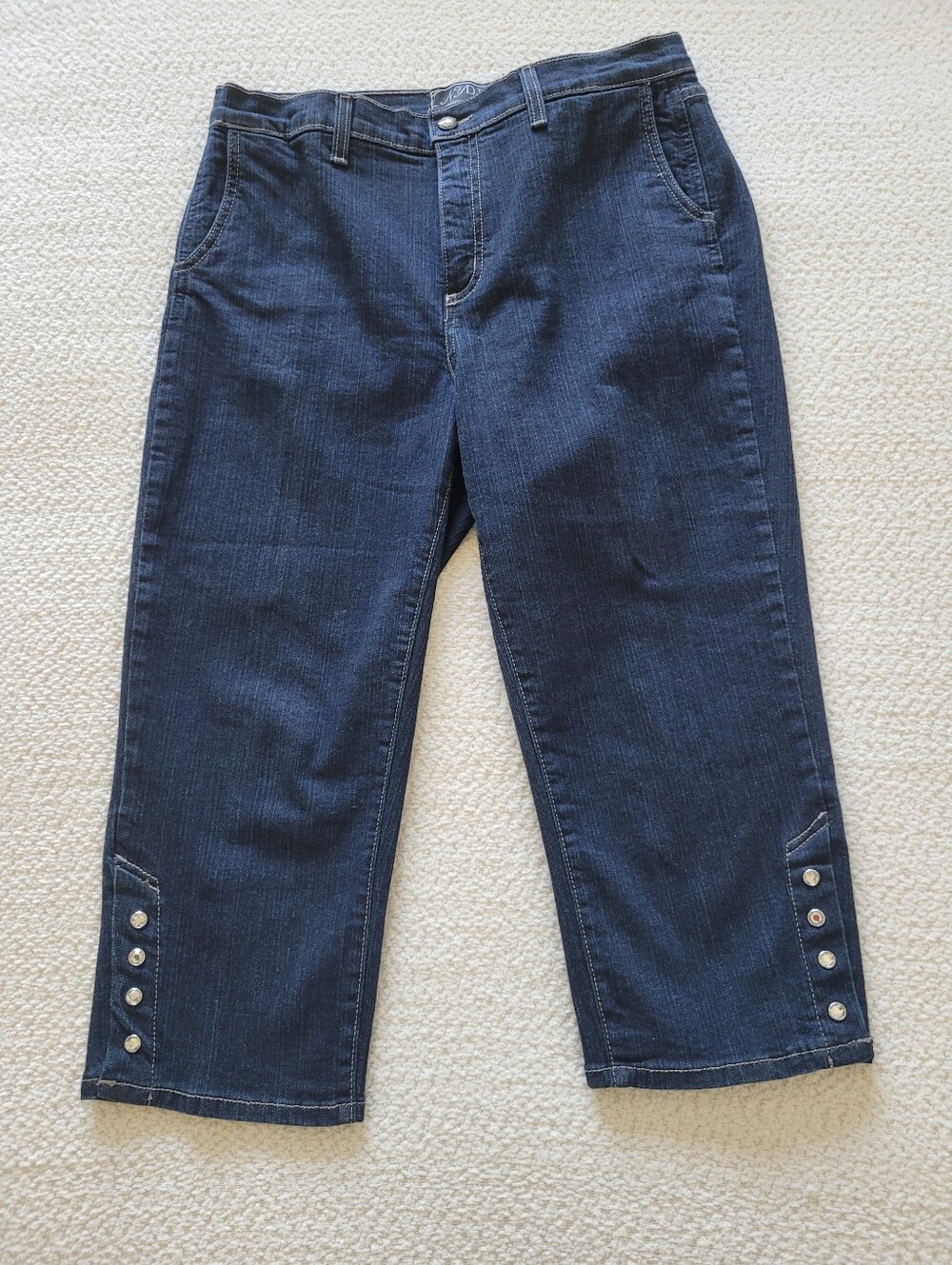 NYDJ Dark Blue Ankle Crop Jeans with Button Hem